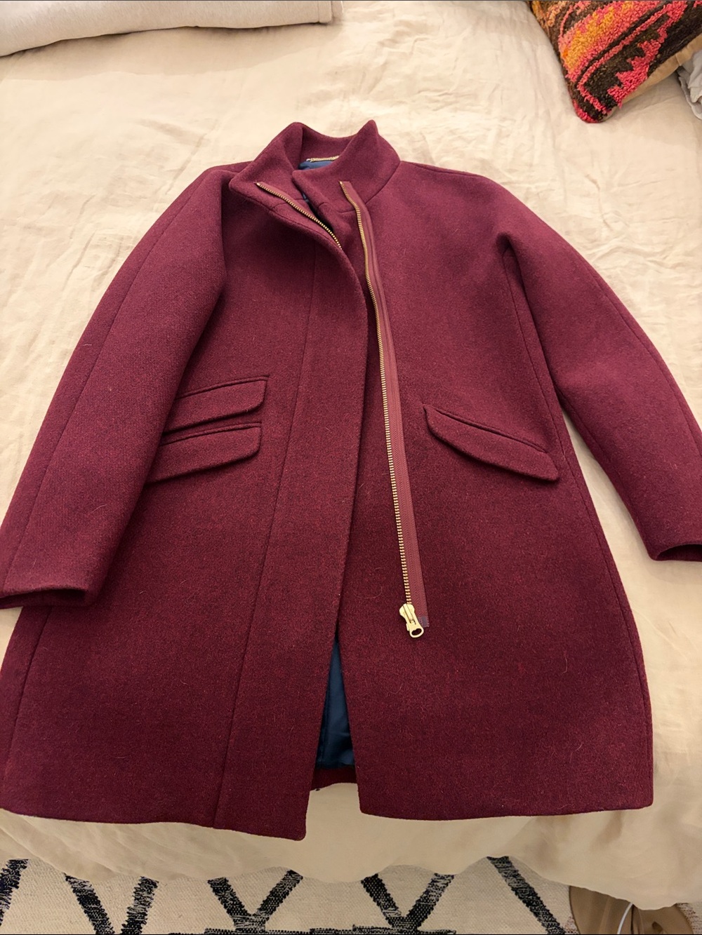 Womens jcrew Wool Zip-Front Coat size 6